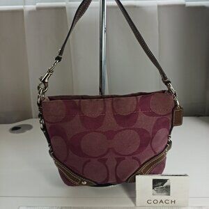Coach Zoe Mini Purple Wristlet Signature Canvas Leather Strap